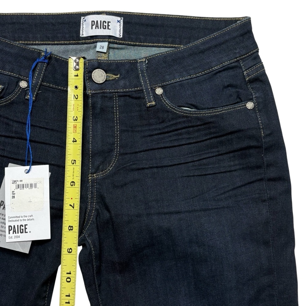 NWT PAIGE Jax Bermuda Denim Shorts Size 28 Kayla Dark Wash Stretch Raw Hem - Picture 5 of 10